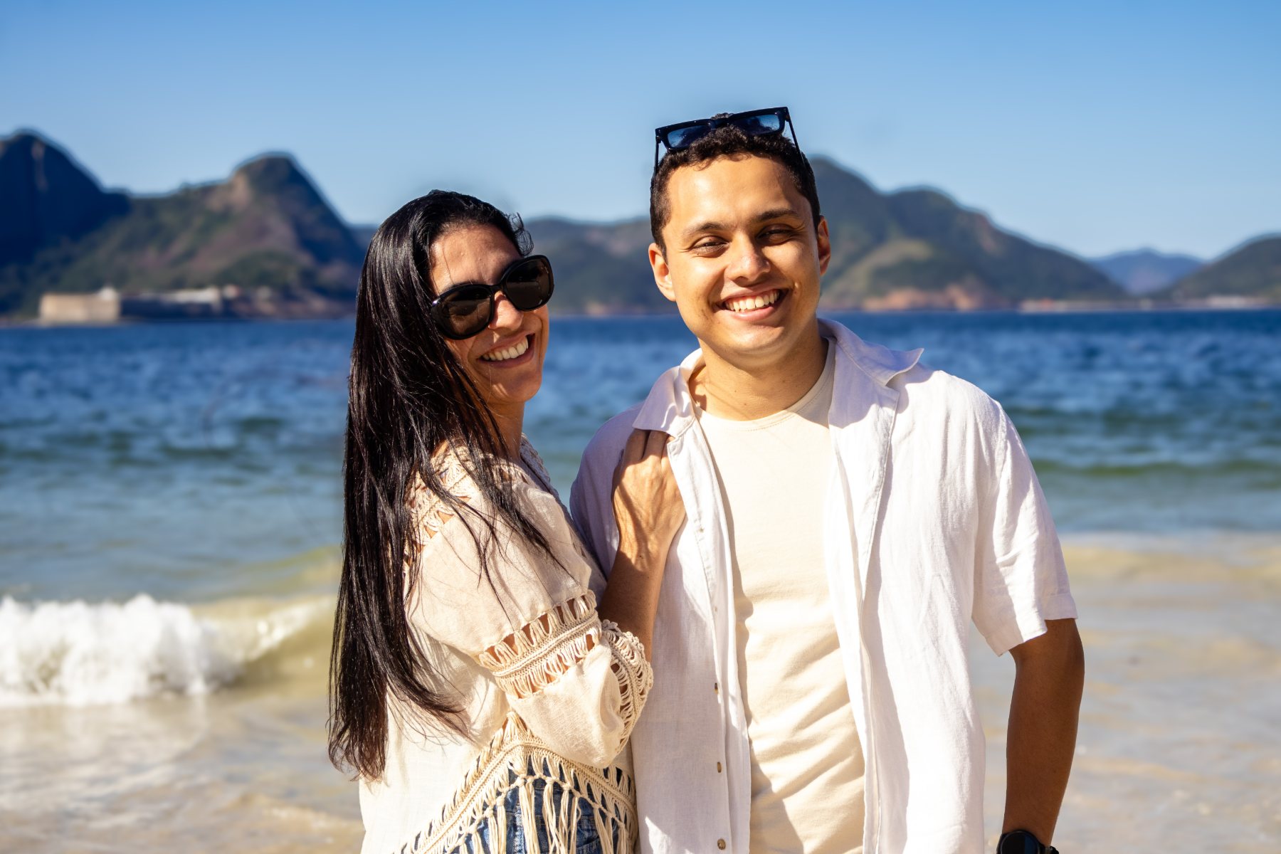 Gabriel e Jaqueline na praia